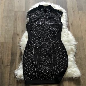 windsor black dress with rhinestones